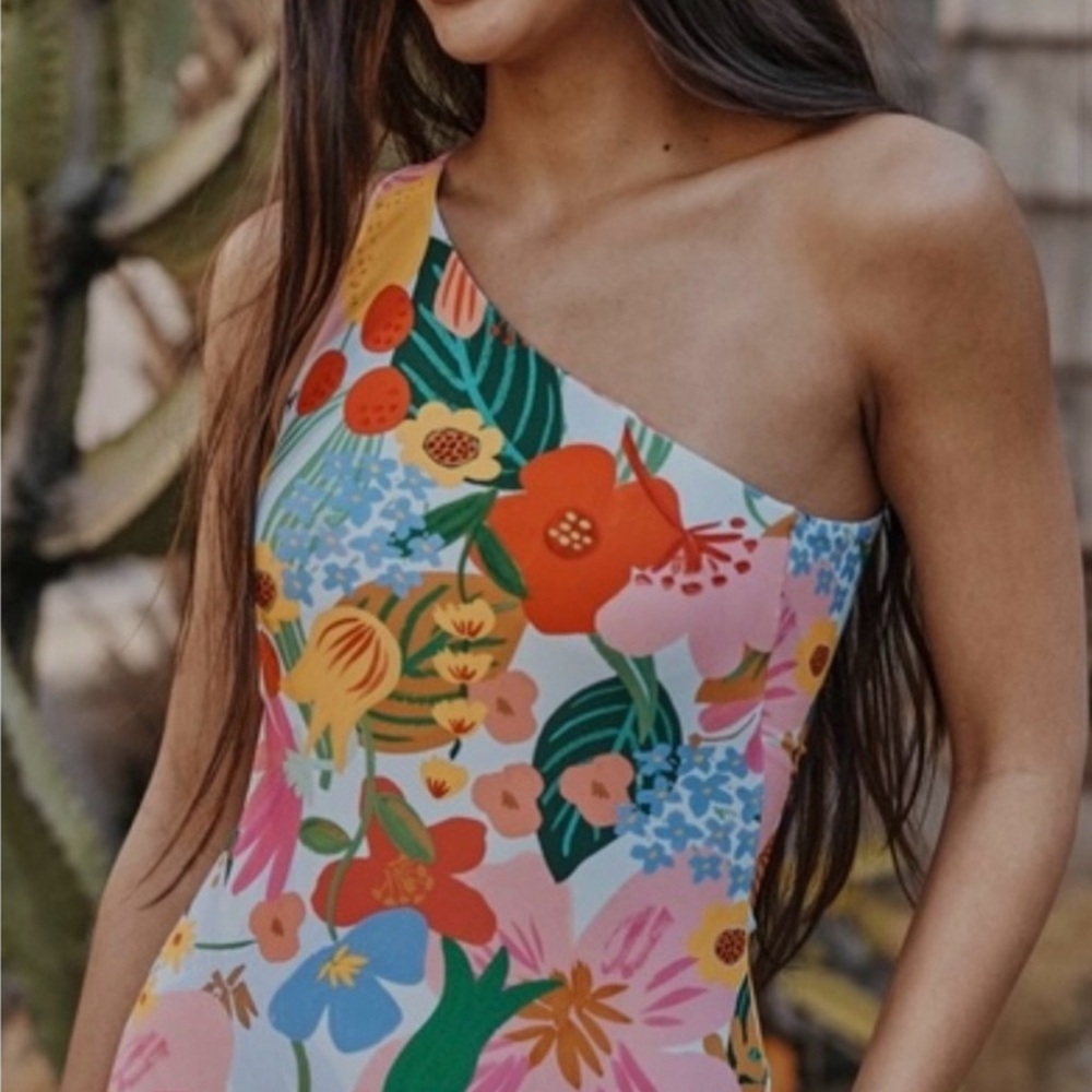 Summersalt Sidestroke Rifle Paper Co. One-Shoulder One Piece Swimsuit